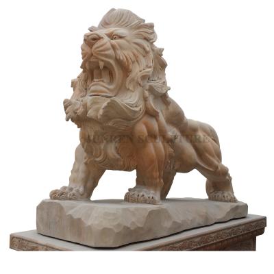 China Factory Price Traditional Life Size Marble Stone Howling Lion Statue Sculpture for sale