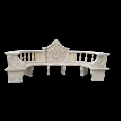 China Modern Outdoor Natural Stone Hand Carved Marble Bench Antique Bench Sculpture for sale