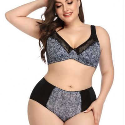 China 2021 QUICK DRY floral print sexy women thin cup breathable wide strap sexy lingerie large plus size D bra and panty sets for sale