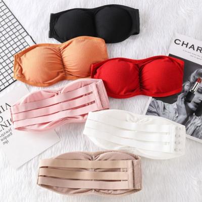 China Wholesale Women's Girl's Sexy Strapless Breathable Seamless Bandeau Bra Sports Seamless Strapless Padded Bra Underwear for sale