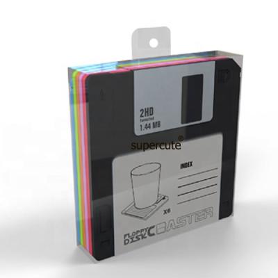 China SUPERCUTE Viable Silicone Bar Drinks Floppy Disc Coaster 3.5