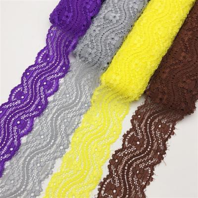 China Workable elastic knit trim lace wedding dress /colorful lace trim for diy headband craft for sale