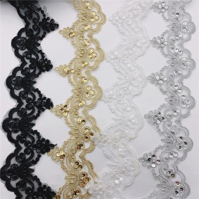 China Wholesale Hot Selling Flatback New Beaded Flowers Lace Trim Wedding Decoration for sale