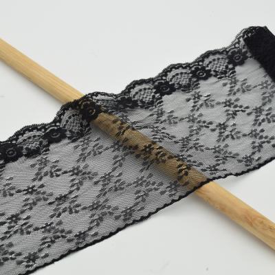 China 200Yards 16cm Good Quality Handicraft Netting Lace Trim Ribbon Flat Wide Viable Lace Trim Gorgeous Wedding Opens Sewing Black for sale