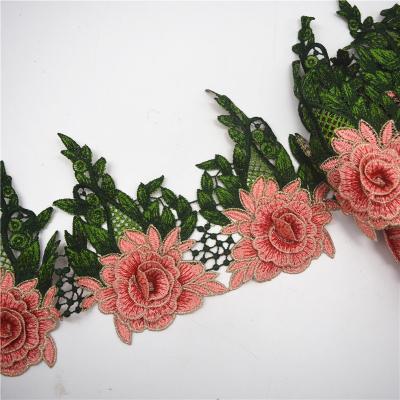 China Viable Multicolor Embroidery Lace Apparel Accessories Lace Border Water Soluble Lace Edge For Garment for sale