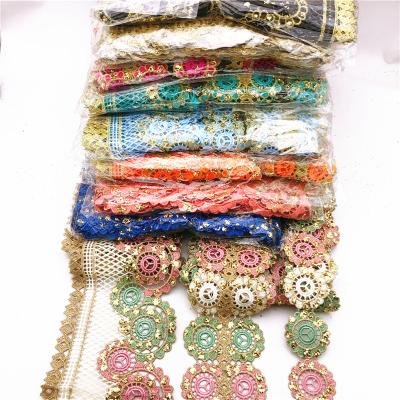 China Viable African Lace Trim Flower Border Trim Dress Trimming Polyester Satin Lace Tirm For Garment for sale