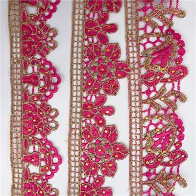 China Sustainable Custom Made Colorful Polyester Africa Lace Trim For Wedding Dress Cheap Lace Trim for sale