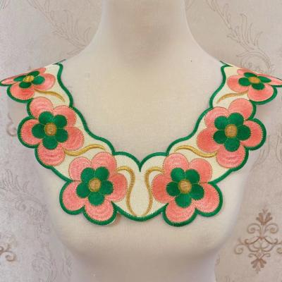 China Viable Fashion Flower Embroidery Collar Design Neck Lace Applique For Dress for sale