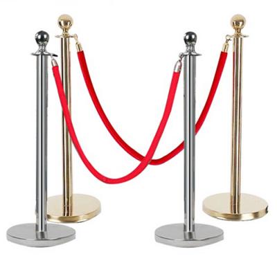 China Queue Barrier Gold Color Stainless Steel Stand Rope Pole Stand Velvet Rope Barrier for sale