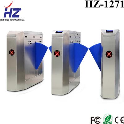 China 304 stainless steel automatic access control flap barrier gates with QR code or barcode scanner system for sale