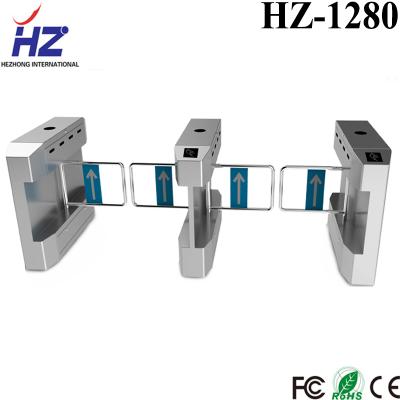 China 304 Stainless Steel Anti-collision Dual Lanes RFID Card Entry Swing Turnstile Full Automatic Gates For Gate Entry Passage System HZ-1280 for sale