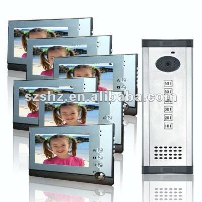 China 6 Household / Apartment Multi Door Bell With 7 Inch 7 Inch Video Building Intercom Camera for sale