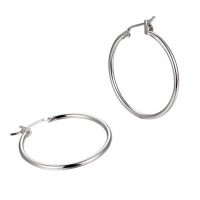 China Eco-Friendly Wholesale Simple Circle White Gold Plated Earring For Women Jewelry Wedding for sale