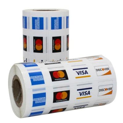 China Waterproof Screen Printing Stickers Brand MasterCard And Visa Business Card Vinyl Stickers Roll for sale