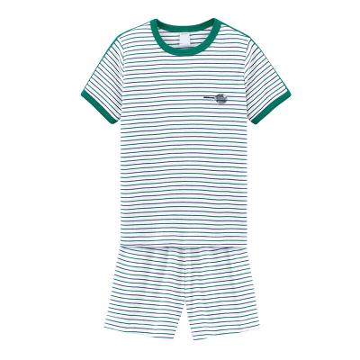 China Boy Single Short Sleeve 100% Cotton Striped Suit For Kids And Teenagers In Summer Sports Suit for sale