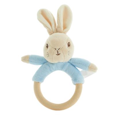 China Cartoon Toy Rabbit Ring Bell Fluffy Plush Doll Toy Newborn Baby Gift Kids Pacification Toys Children Present Toy for sale