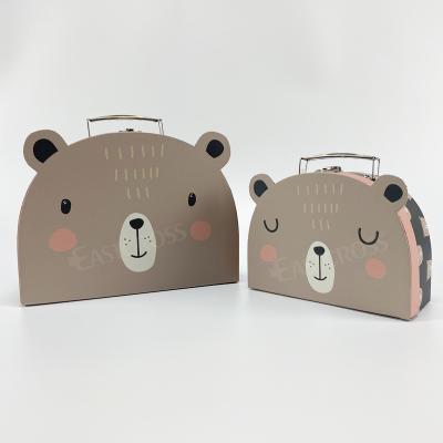 China Handmade Modern Animal Paper Design 2 Suitcases Packing Box Set With Handle for sale