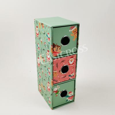 China Handmade Jewelry Packing Box Christmas Paper Cardboard Cabinet Drawer Box With Sliding Layers for sale