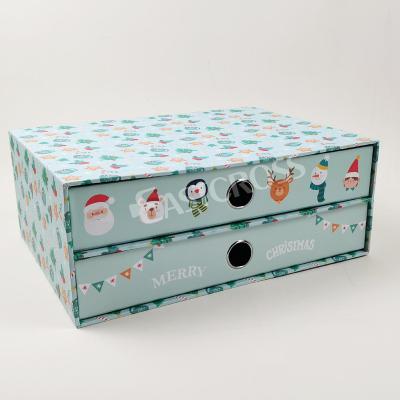 China Handmade Christmas Printing Hard Rigid Cardboard Slip Box For Storage Sleeve Drawer Box for sale