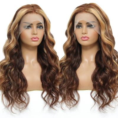 China Brazilian Virgin Customized Body Wave Cuticle Aligned Hair Plucked Sheer Lace Front Human Hair Ombre Highlight Wigs for sale