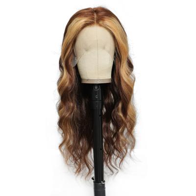 China Body Wave OEM Virgin Brazilian Cuticle Aligned Hair Plucked Sheer Lace Front Human Hair Ombre Highlight Wigs for sale