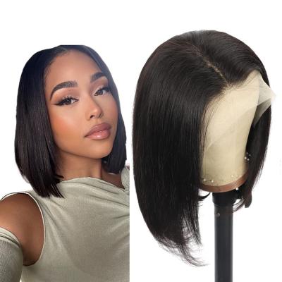 China 13x4 210% Density Straight Human Hair Bob Wigs Lace Front, Cuticle Aligned Hair Color Bob Wigs Human Hair Lace Front Wigs For Black Women for sale