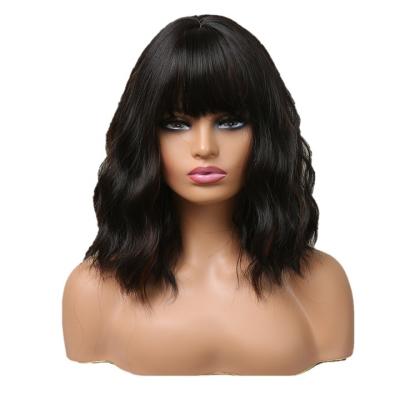 China 2023 New Arrivals Short Wavy Synthetic Braiding Hair Wig Dark Brown High Density Mix Hair Synthetic Wigs for sale