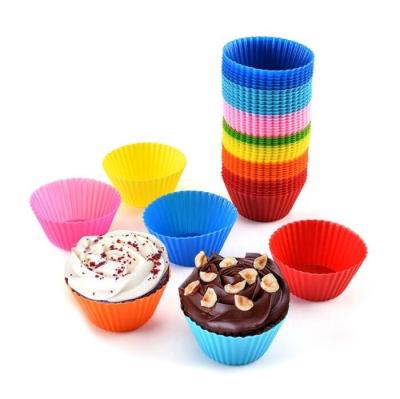 China Viable Reusable Silicone Cups Muffin Liners Multi Color Silicone Baking Cups Bake Cake Cup Mold for sale