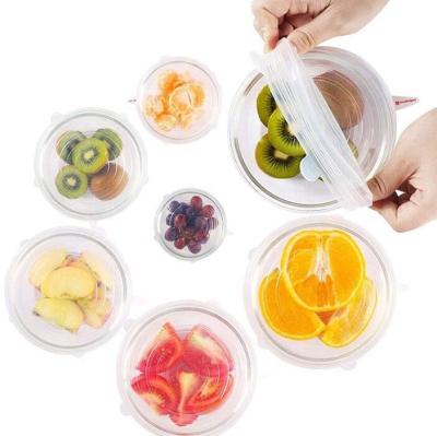 China Non Spill Food Keeping Fresh Seal Covers Stretch Lids Reusable Safe Flexible Silicone Lid Container for sale