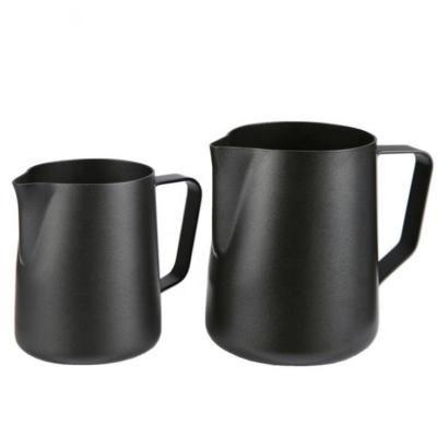 China Viable Frother Matte Black Silver Milk Jug For Making Coffee Cappuccino Stainless Steel Milk Jug for sale