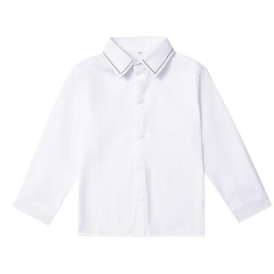 China Children Boys and Girls School Uniform Shirt Sleeve Oxford Anti-Shrink Button Long Down White Uniform Shirt for sale