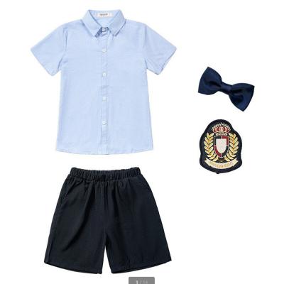 China Hot Sale Kindergarten Summer Anti-Shrink Boys and Girls School Uniform Shirt Children Primary School Shorts Sleeve Uniform for sale