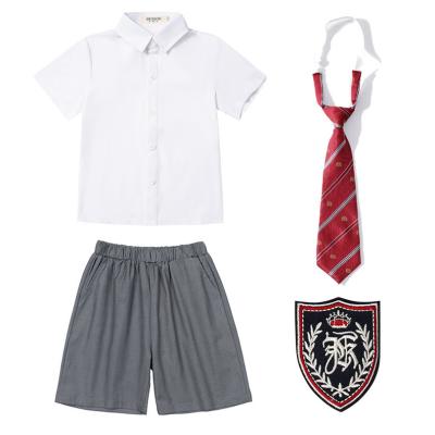 China Hot Sale Kindergarten Summer Anti-Shrink Boys And Girls School Shirt Children Primary School Uniform White Short Sleeve Shirt for sale