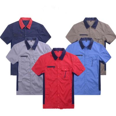 China Anti-Shrink Short Sleeve Summer Work Wear Work Suits Polyester Industrial Wear Uniform for sale