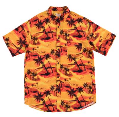 China Mens Beach Shirt Surf Shorts Sleeve Shirt Floral Beach Hawaiian Print Loose Shirts Anti-Shrink for sale