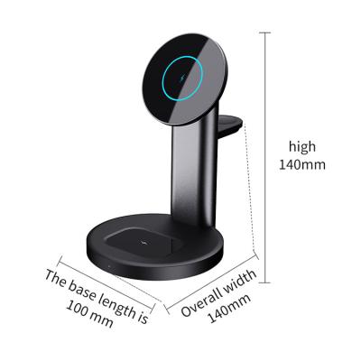 China Smart Watch Wireless Charger Stand Aluminum Alloy Magnetic Attached 3 in 1 Wireless Charging Power Adapter Station for sale