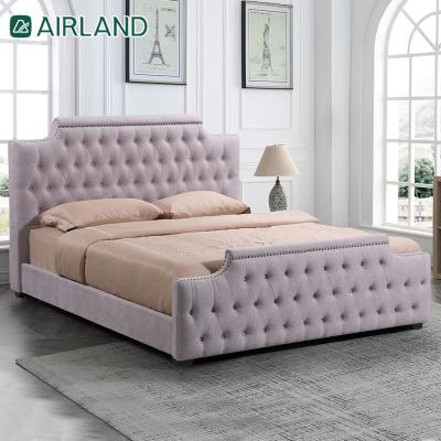 China Other brand name luxury king size bedroom furniture fabric bed frame rose seuropean sleigh bed for sale