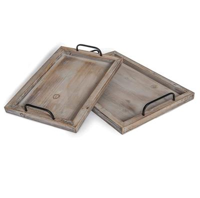 China Setting Objects Wholesale Distressed Wooden Serving Trays With Handles Serving Trays for sale