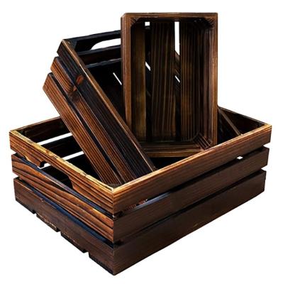 China China Wholesale High Quality 3 Sizes Art Style Wood Storage Box Natural Folk for sale