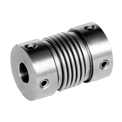 China Hotels Spring Coupling Metal Bellows Clamp Type Spring Flexible Shafts Coupling For Step Motor for sale