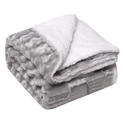 China Magnetic Modern Thick Warm Cozy Winter Blankets PV Plush Fleece Long Pile Solid Color Blanket for sale