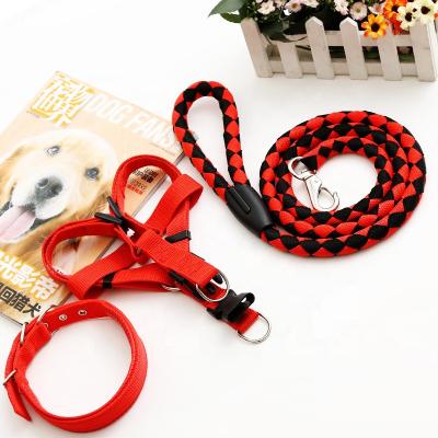 China Viable Wholesale Pet Supplies Nylon Dog Traction Rope Pet Collar Chain Chest Breast Strap Three Pieces for sale