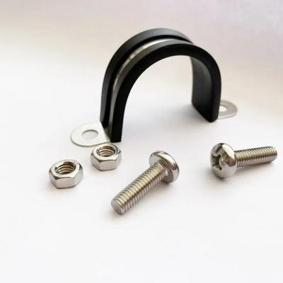 China Health Care Stainless Steel Hose Rubber Flange Screw Single Thread EPDM Rubber Clamped Flange Cable Steel Pipe Clamp for sale