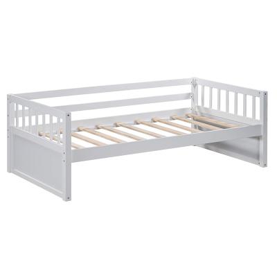 China Modern Custom Teens Furniture Drawers Minimalist No Box Spring Needed Twin Size White Solid Wood Platform Bed Frame Wooden Childrens Beds for sale