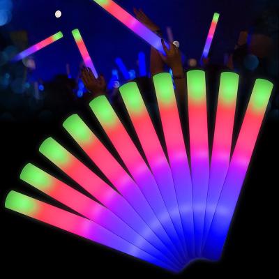 China Custom Foam Logo 3 Modes Colorful Flashing Glow Sticks Light Up Foam Sticks LED Foam Glow Sticks Glow In The Dark Party Supplies for sale