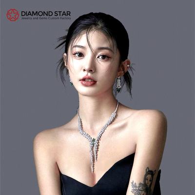 China FASHIONABLE DiamondStar Moissanite Diamond Jewelry Custom Stones Link Chain VVS Earrings Necklaces For WomenNecklace Women Engagement for sale