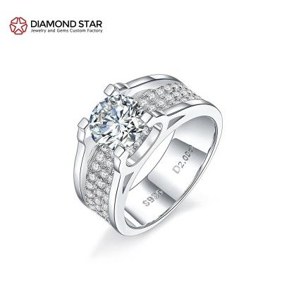 China CLASSIC DiamondStar Moissanite Mens Luxury Wedding Rings 925 Sterling Silver Engagement Rings Fashion Jewelry VVS for sale