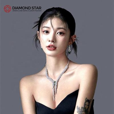 China Luxury DiamondStar VVS Moissanite Wedding Rings Jewelry Chain Necklace Women Fashionable Custom Pendant Women Engagement for sale