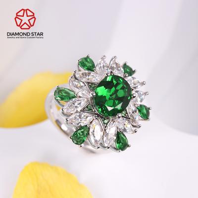 China DiamondStar Romantic Green Ring 9K 10K 14K 18K White Gold Rings Fine Jewelry Oval Cut VVS Lab Developed Diamond Wedding Rings for sale