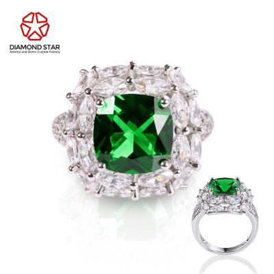 China Romantic DiamondStar Emerald Rings 925 White Gold Fine Jewelry Silver Custom 14k 18k 24k Rings Wedding Rings Cushion Cut Lab Grown Ruby for sale